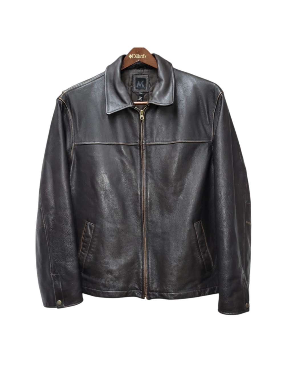 G-III (G-111) Men's Brown Heavy Genuine Leather Full-Zip Long-Sleeves Jacket XL